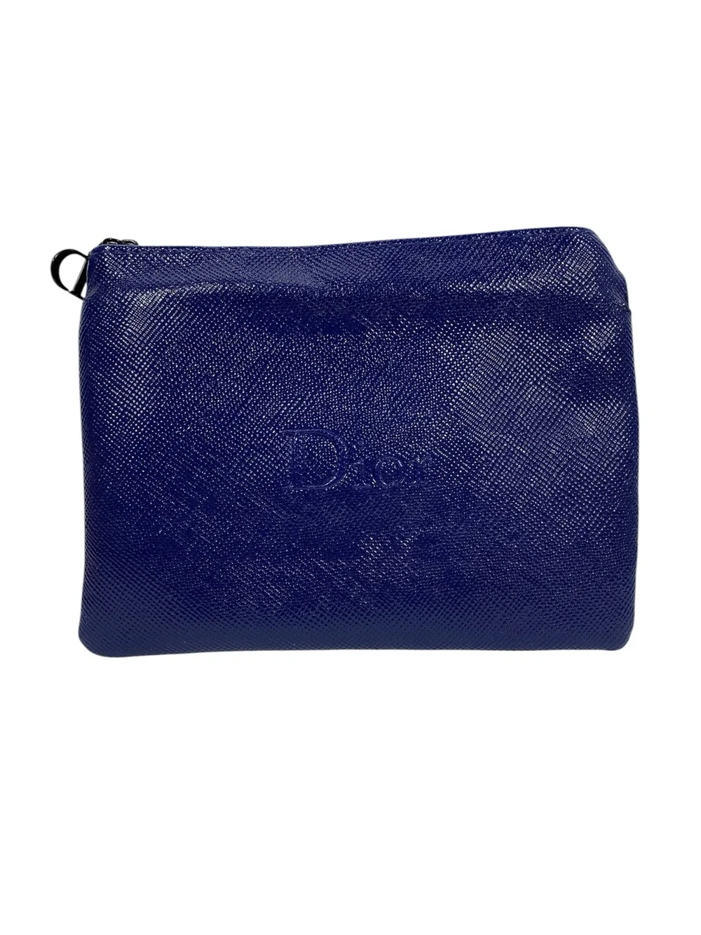 Dior Cosmetic Beauty Pouch VIP Leatherette Novelty GWP Deep Blue Embossed Logo